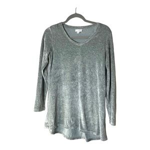 Pure Jill Light Silvery Grey Pullover Top Velour Size XS